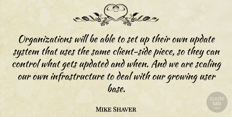 Mike Shaver Quote About Control, Deal, Gets, Growing, Scaling: Organizations Will Be Able To...