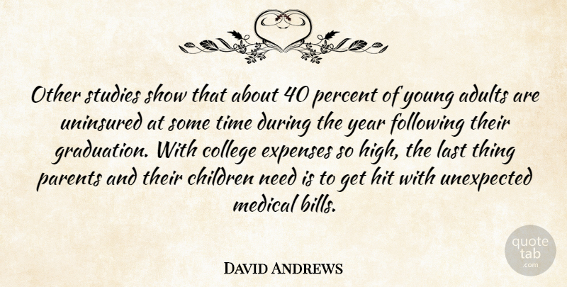 David Andrews Quote About Children, College, Expenses, Following, Hit: Other Studies Show That About...