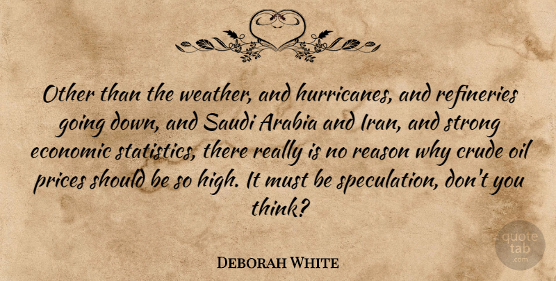 Deborah White Quote About Arabia, Crude, Economic, Oil, Prices: Other Than The Weather And...