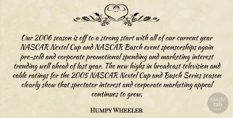 Humpy Wheeler Quote About Again, Ahead, Appeal, Broadcast, Cable: Our 2006 Season Is Off...