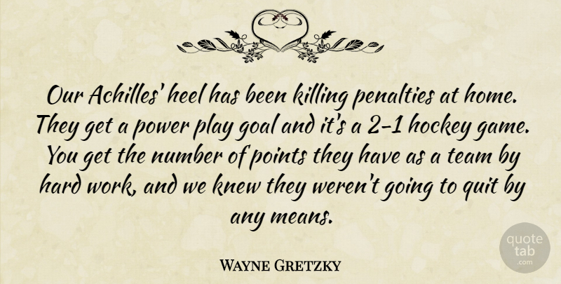 Wayne Gretzky Quote About Goal, Hard, Heel, Hockey, Knew: Our Achilles Heel Has Been...