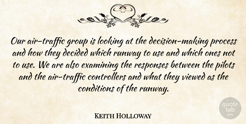 Keith Holloway Quote About Conditions, Decided, Examining, Group, Looking: Our Air Traffic Group Is...