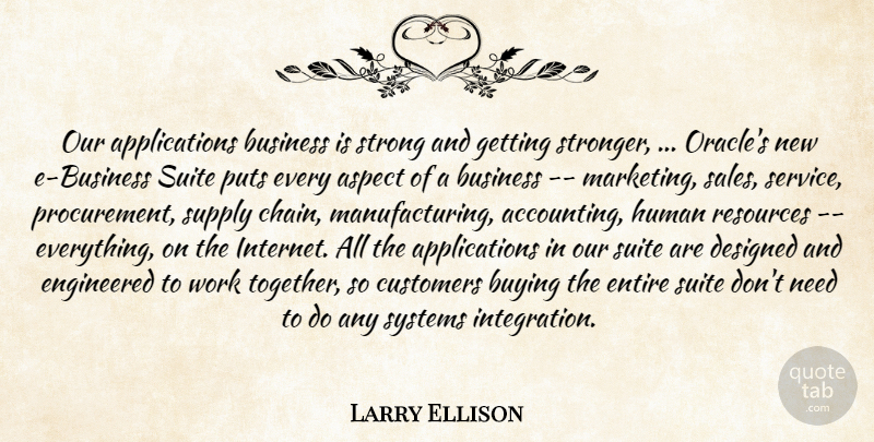 Larry Ellison Quote About Aspect, Business, Buying, Customers, Designed: Our Applications Business Is Strong...