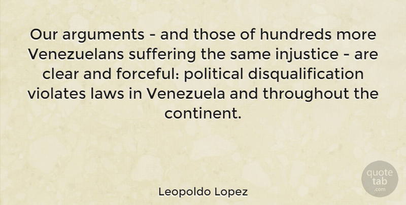 Leopoldo Lopez Quote About Clear, Injustice, Laws, Throughout, Venezuela: Our Arguments And Those Of...
