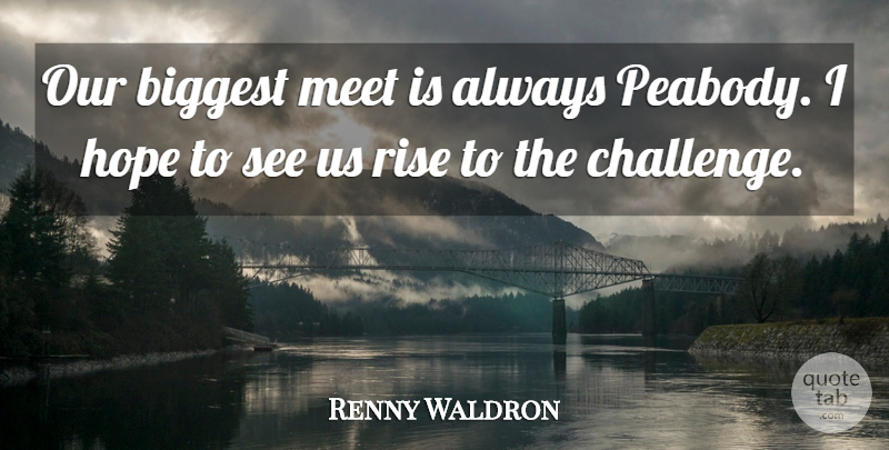 Renny Waldron Quote About Biggest, Hope, Meet, Rise: Our Biggest Meet Is Always...