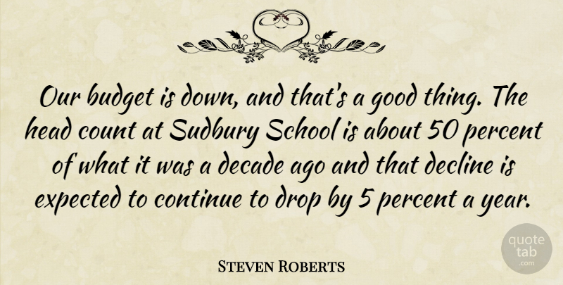 Steven Roberts Quote About Budget, Continue, Count, Decade, Decline: Our Budget Is Down And...