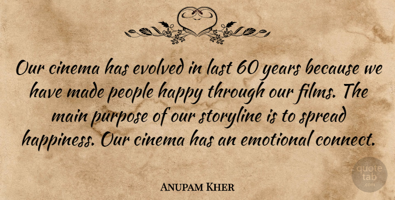 Anupam Kher Quote About Cinema, Emotional, Evolved, Happiness, Last: Our Cinema Has Evolved In...