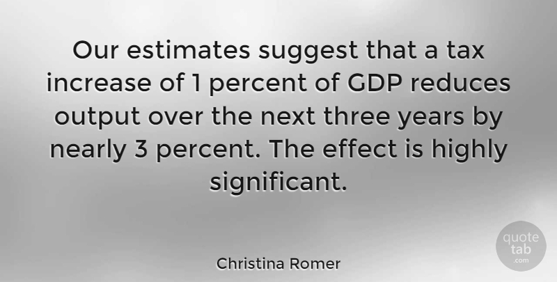 Christina Romer Quote About Years, Gdp, Three: Our Estimates Suggest That A...