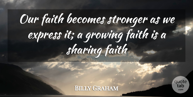 Billy Graham Quote About Christian, Christian Inspirational, Stronger: Our Faith Becomes Stronger As...