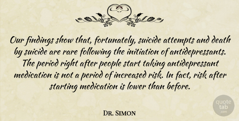 Dr. Simon Quote About Attempts, Death, Following, Increased, Initiation: Our Findings Show That Fortunately...