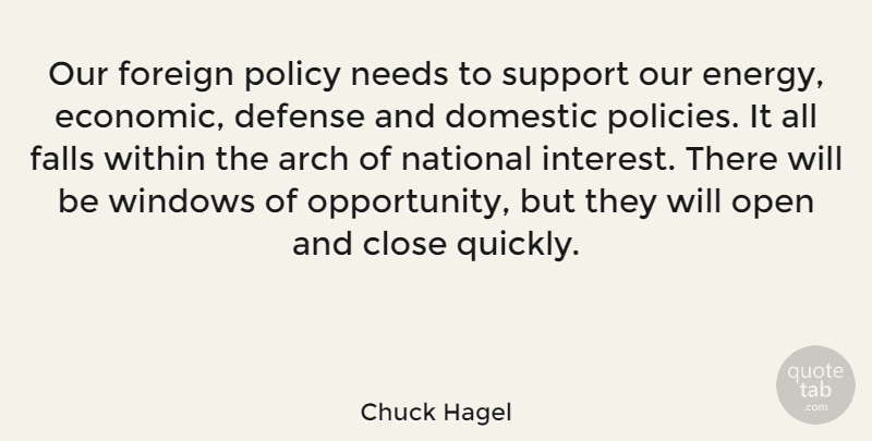 Chuck Hagel Quote About Arch, Close, Defense, Domestic, Falls: Our Foreign Policy Needs To...