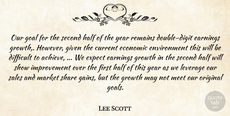 Lee Scott Quote About Current, Difficult, Earnings, Economic, Environment: Our Goal For The Second...