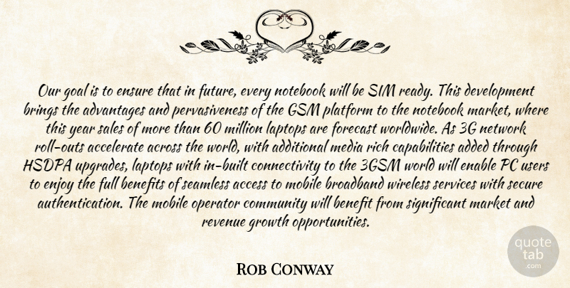 Rob Conway Quote About Accelerate, Access, Across, Added, Additional: Our Goal Is To Ensure...