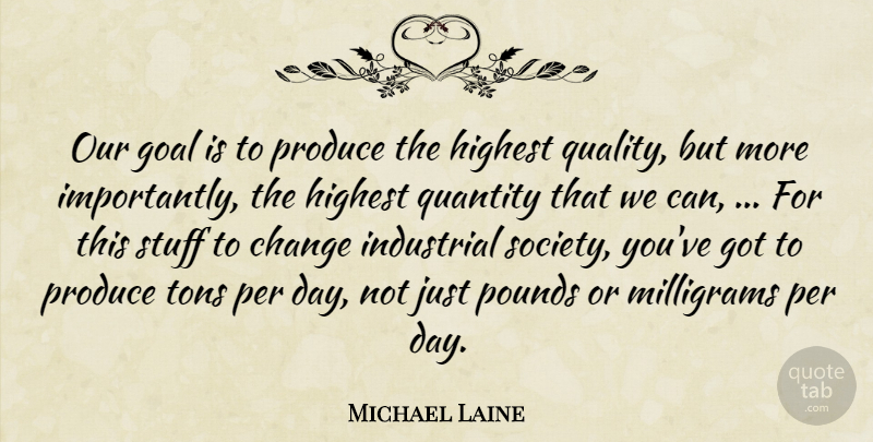 Michael Laine Quote About Change, Goal, Highest, Industrial, Per: Our Goal Is To Produce...