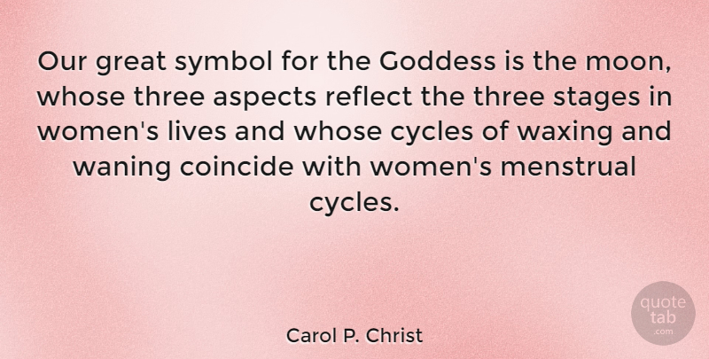 Carol P. Christ Quote About Moon, Waxing, Three: Our Great Symbol For The...