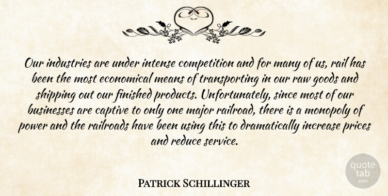 Patrick Schillinger Quote About Businesses, Captive, Competition, Economical, Finished: Our Industries Are Under Intense...
