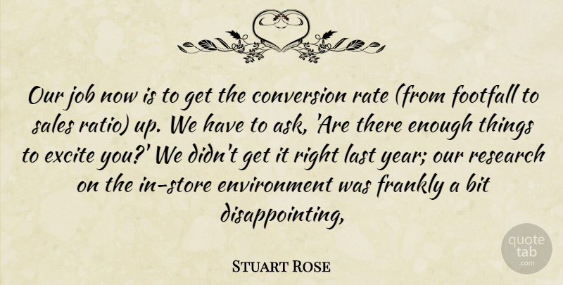 Stuart Rose Quote About Bit, Conversion, Environment, Excite, Frankly: Our Job Now Is To...