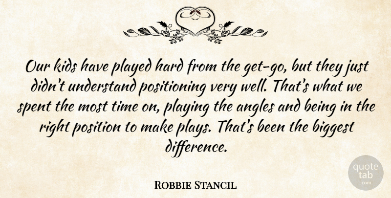 Robbie Stancil Quote About Angles, Biggest, Hard, Kids, Played: Our Kids Have Played Hard...