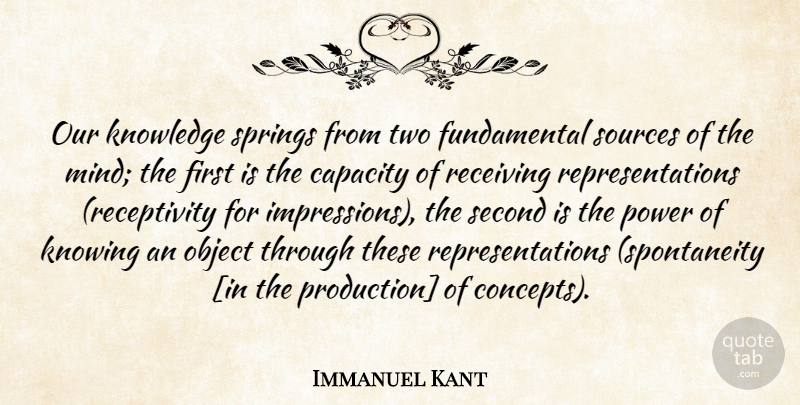 Immanuel Kant Quote About Spring, Knowledge, Two: Our Knowledge Springs From Two...