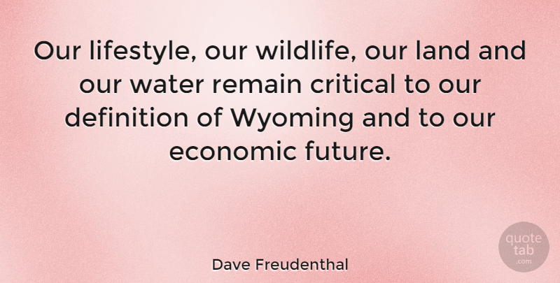 Dave Freudenthal Quote About Land, Wyoming, Water: Our Lifestyle Our Wildlife Our...