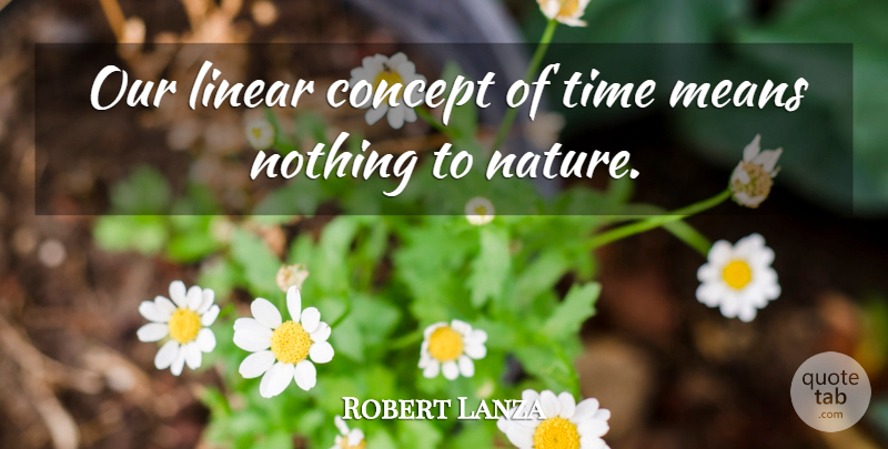 Robert Lanza Quote About Mean, Linear, Concepts: Our Linear Concept Of Time...