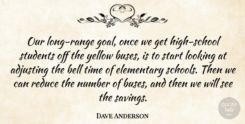 Dave Anderson Quote About Adjusting, Bell, Elementary, Looking, Number: Our Long Range Goal Once...