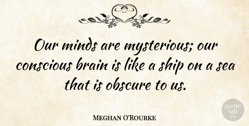 Meghan O'Rourke Quote About Sea, Brain, Mind: Our Minds Are Mysterious Our...