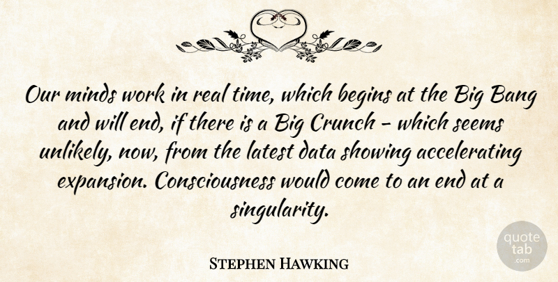Stephen Hawking Quote About Bang, Begins, Consciousness, Crunch, Latest: Our Minds Work In Real...