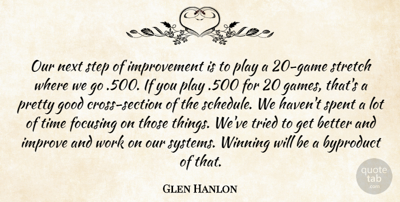 Glen Hanlon Quote About Focusing, Good, Improvement, Next, Spent: Our Next Step Of Improvement...