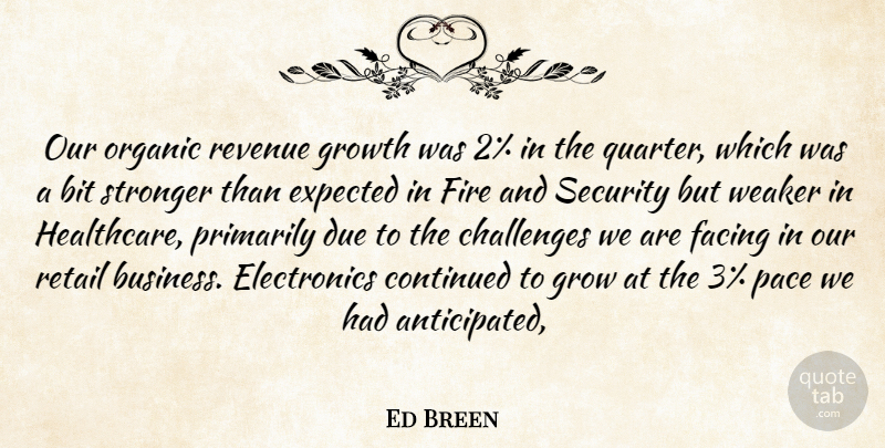 Ed Breen Quote About Bit, Challenges, Continued, Due, Expected: Our Organic Revenue Growth Was...