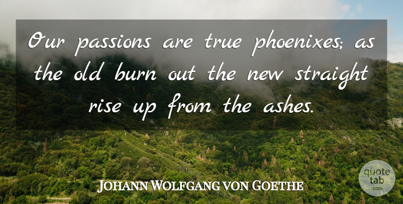 Johann Wolfgang von Goethe Quote About Passion, Phoenix, Ashes: Our Passions Are True Phoenixes...