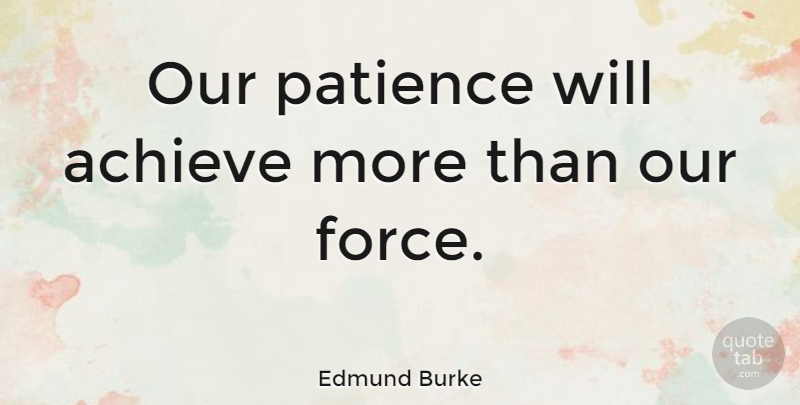 Edmund Burke Quote About Inspirational, Patience, Virtue: Our Patience Will Achieve More...