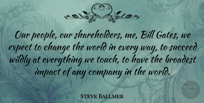 Steve Ballmer Quote About Impact, People, World: Our People Our Shareholders Me...