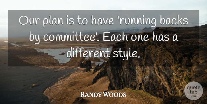 Randy Woods Quote About Backs, Plan: Our Plan Is To Have...