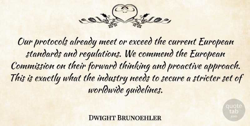 Dwight Brunoehler Quote About Commend, Commission, Current, European, Exactly: Our Protocols Already Meet Or...