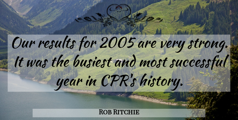 Rob Ritchie Quote About Busiest, History, Results, Successful, Year: Our Results For 2005 Are...