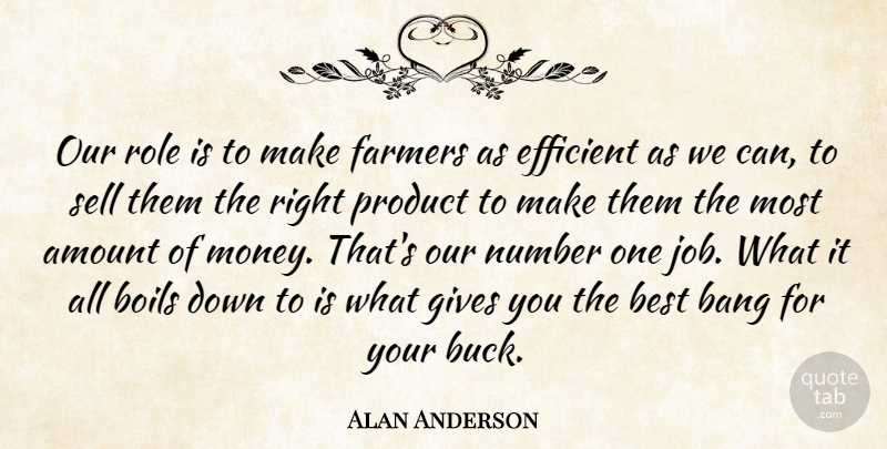 Alan Anderson Quote About Amount, Bang, Best, Boils, Efficient: Our Role Is To Make...