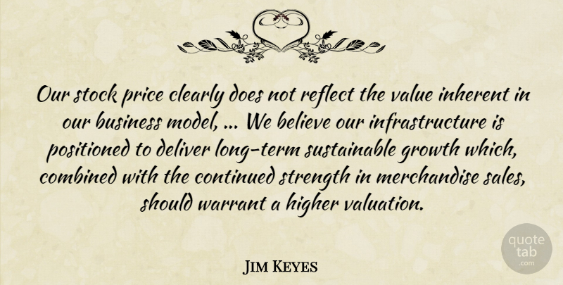 Jim Keyes Quote About Believe, Business, Clearly, Combined, Continued: Our Stock Price Clearly Does...