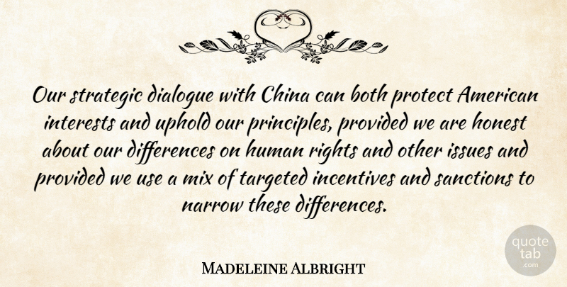 Madeleine Albright Quote About Rights, Differences, Issues: Our Strategic Dialogue With China...