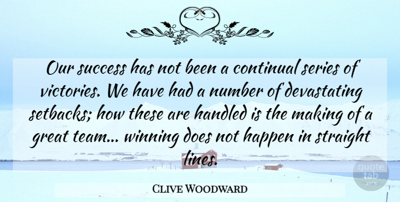 Clive Woodward Quote About Sports, Team, Winning: Our Success Has Not Been...