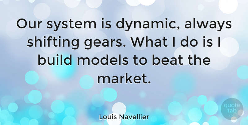 Louis Navellier Quote About Models, Shifting: Our System Is Dynamic Always...