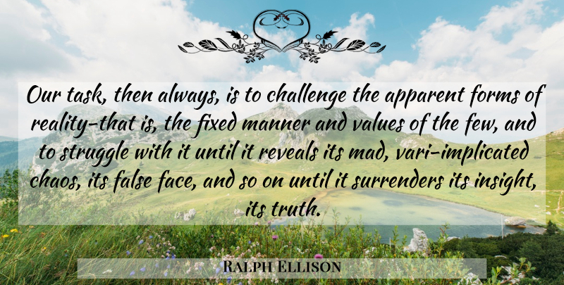 Ralph Ellison Quote About Struggle, Reality, Mad: Our Task Then Always Is...