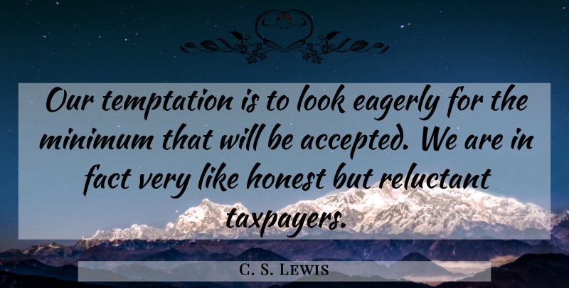 C. S. Lewis Quote About Temptation, Looks, Facts: Our Temptation Is To Look...