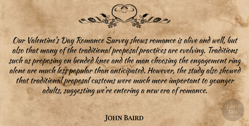 John Baird Quote About Alive, Alone, Choosing, Customs, Engagement: Our Valentines Day Romance Survey...