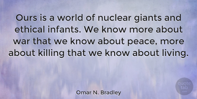 Omar N. Bradley Quote About War, Evil, Atomic Weapons: Ours Is A World Of...