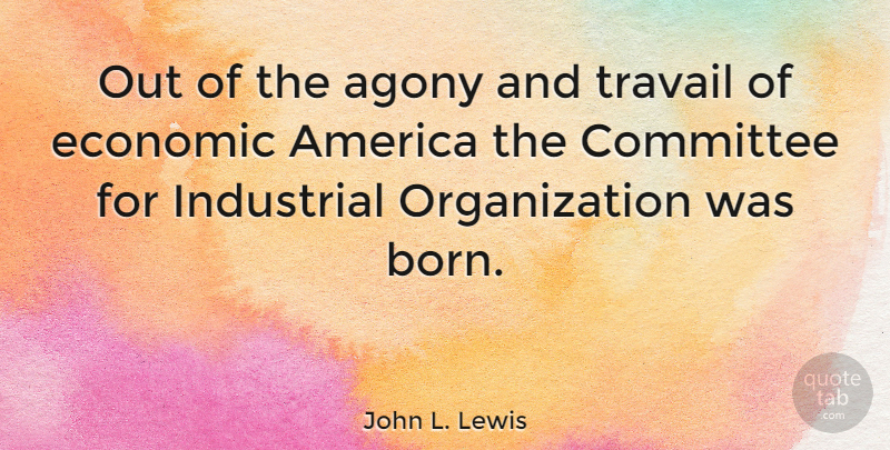 John L. Lewis Quote About Agony, Organization, America: Out Of The Agony And...