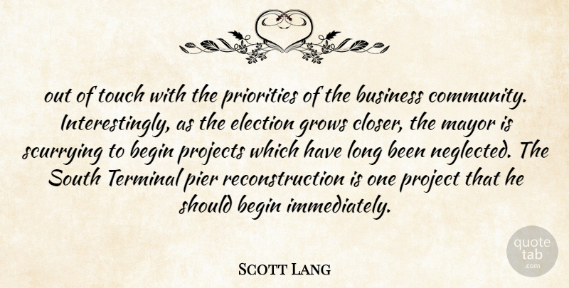 Scott Lang Quote About Begin, Business, Election, Grows, Mayor: Out Of Touch With The...