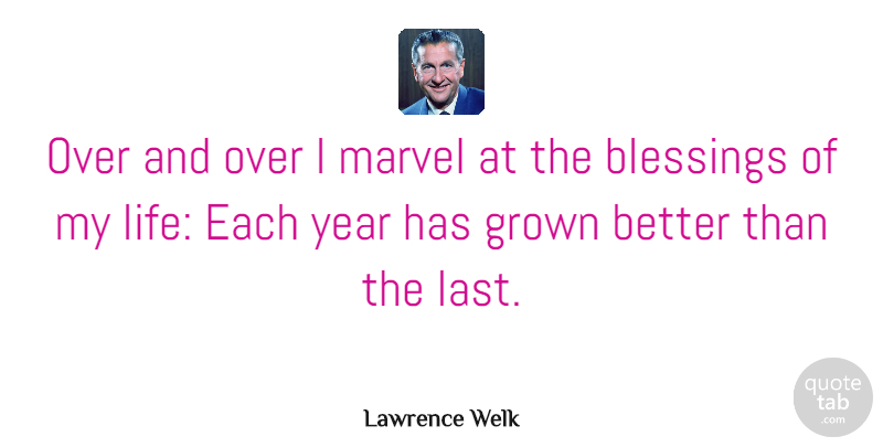 Lawrence Welk Quote About Blessing, Years, Lasts: Over And Over I Marvel...