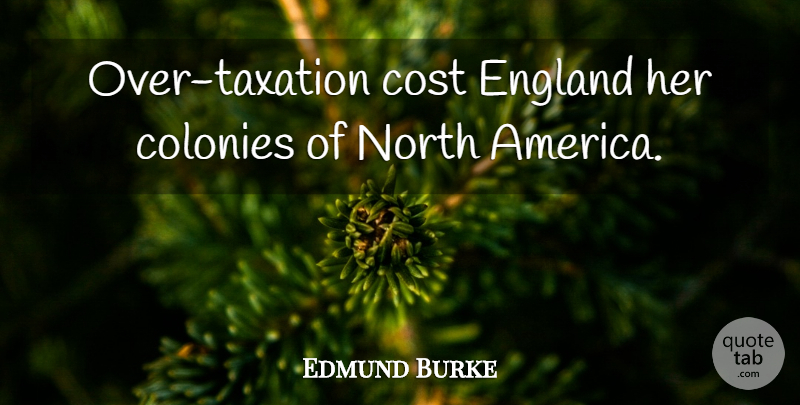 Edmund Burke Quote About America, Cost, Taxation: Over Taxation Cost England Her...