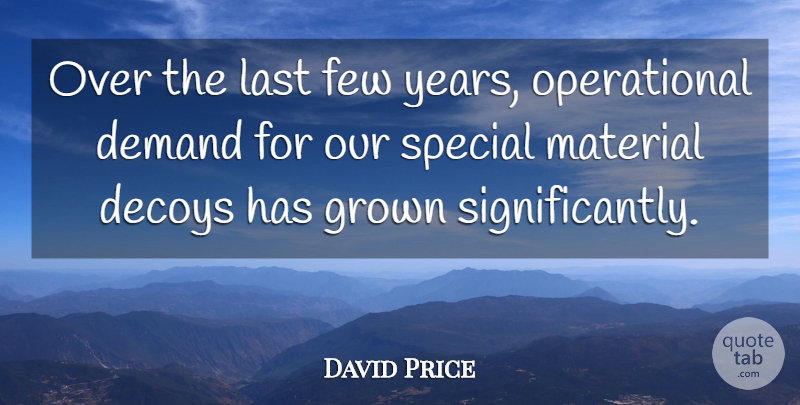 David Price Quote About Demand, Few, Grown, Last, Material: Over The Last Few Years...